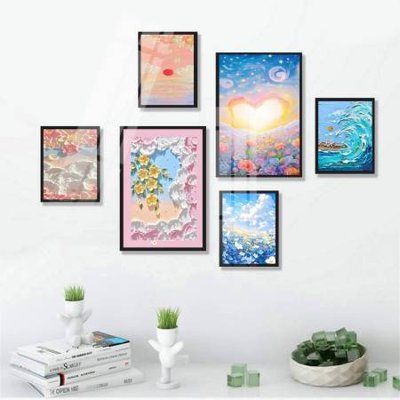 File gốc File tranh bộ 6 tấm hoa décor 5D TT25009 (in lụa) cao cấp