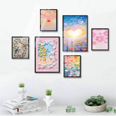 File ảnh File tranh bộ 6 tấm hoa décor 5D TT25019 (gốc) in decal dán tường