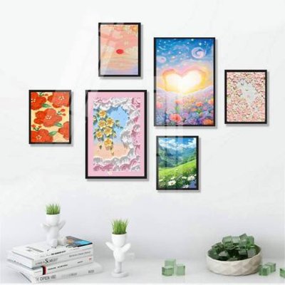 File tranh gốc File tranh bộ 6 tấm hoa décor 5D TT25026 chủ đề hiện đại