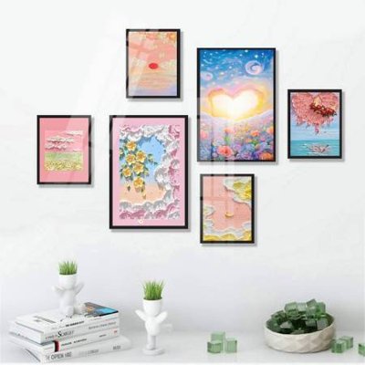 File PSD File tranh bộ 6 tấm hoa décor 5D TT25037 (bản gốc) chất lượng nhất