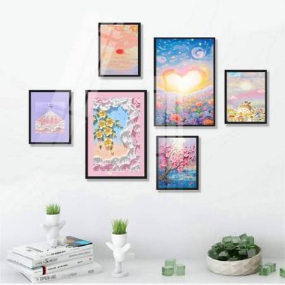 File gốc File tranh bộ 6 tấm hoa décor 5D TT25038 (in lụa) cao cấp