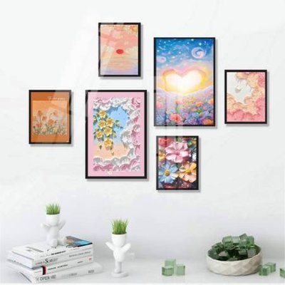 Chi tiết file ảnh File tranh bộ 6 tấm hoa décor 5D TT25053 sắc nét