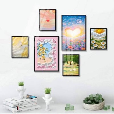 File gốc File tranh bộ 6 tấm hoa décor 5D TT25071 (trang trí) phòng làm việc