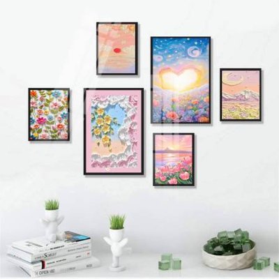 File gốc File tranh bộ 6 tấm hoa décor 5D TT25080 (chủ đề hiện đại) trang trí