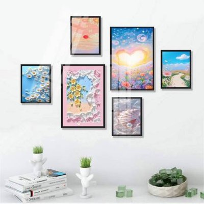 File tranh File tranh bộ 6 tấm hoa décor 5D TT25083 (bản gốc) in canvas