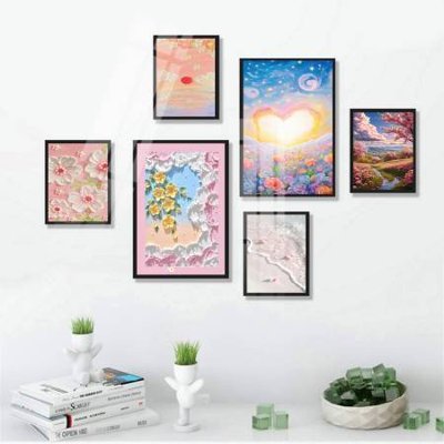 File gốc File tranh bộ 6 tấm hoa décor 5D TT25085 (in lụa) tranh thuận buồm