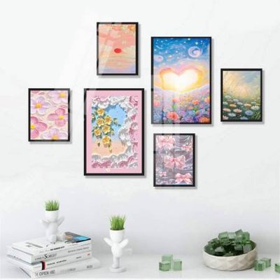 File in ấn File tranh bộ 6 tấm hoa décor 5D TT25088 (bản gốc) chất lượng cao