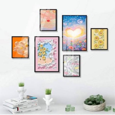 File gốc File tranh bộ 6 tấm hoa décor 5D TT25099 (in mica) làm bảng hiệu