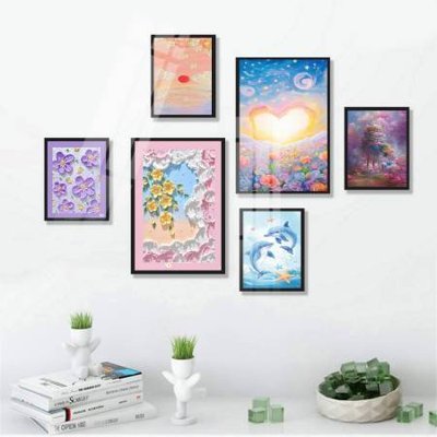 File gốc File tranh bộ 6 tấm hoa décor 5D TT25101 (in mica) làm bảng hiệu