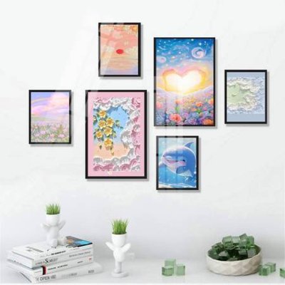 File tranh File tranh bộ 6 tấm hoa décor 5D TT25102 (gốc) in film