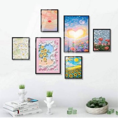 File tranh gốc in trần nhà File tranh bộ 6 tấm hoa décor 5D TT25112 3D