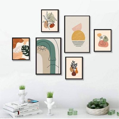 File in lụa File tranh treo bộ 6 tấm tối giản Minimalist Art TT3017 (hoa văn) File tranh treo bộ 6 tấm tối giản Minimalist Art TT3017