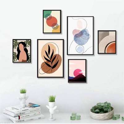 File gốc File tranh treo bộ 6 tấm tối giản Minimalist Art TT3025 (in tráng gương) ốp tường