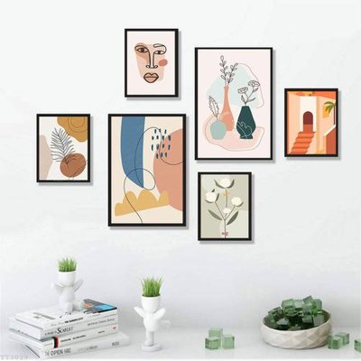 File gốc File tranh treo bộ 6 tấm tối giản Minimalist Art TT3029 (in tráng gương) hiện đại