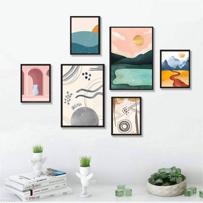 File tranh gốc PSD File tranh treo bộ 6 tấm tối giản Minimalist Art TT3033 còn nguyên layer