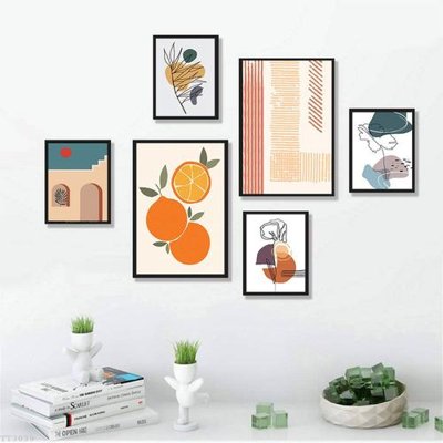 File gốc File tranh treo bộ 6 tấm tối giản Minimalist Art TT3039 (in tráng gương) nghệ thuật