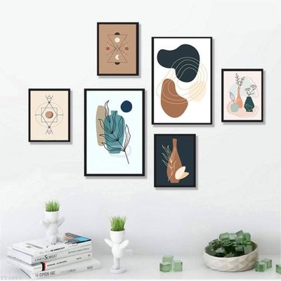 File tranh File tranh treo bộ 6 tấm tối giản Minimalist Art TT3057 (bản gốc) in lụa 3D