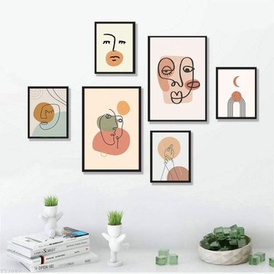 File gốc in tráng gương File tranh treo bộ 6 tấm tối giản Minimalist Art TT3087 chi tiết