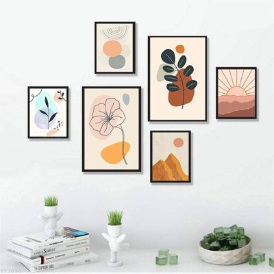 File in lụa File tranh treo bộ 6 tấm tối giản Minimalist Art TT3090 (tân cổ điển) File tranh treo bộ 6 tấm tối giản Minimalist Art TT3090