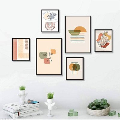 File in lụa File tranh treo bộ 6 tấm tối giản Minimalist Art TT3106 (tân cổ điển) File tranh treo bộ 6 tấm tối giản Minimalist Art TT3106