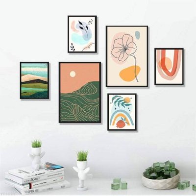 File tranh File tranh treo bộ 6 tấm tối giản Minimalist Art TT3121 (ảnh gốc) in trần 3D