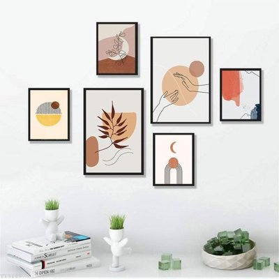 File gốc File tranh treo bộ 6 tấm tối giản Minimalist Art TT3127 (in lụa) họa tiết 3D