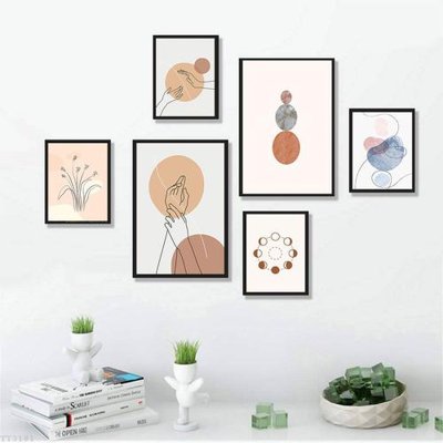 File gốc File tranh treo bộ 6 tấm tối giản Minimalist Art TT3181 (in lụa) tranh mã đáo