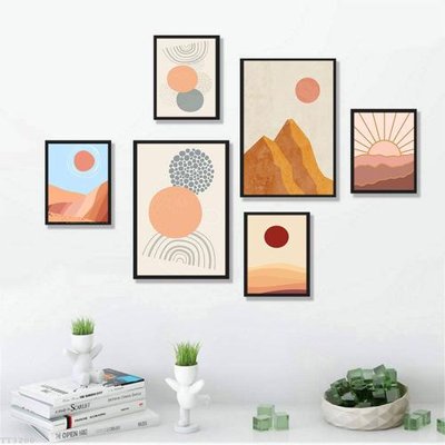 File gốc File tranh treo bộ 6 tấm tối giản Minimalist Art TT3200 (in tráng gương) ốp tường