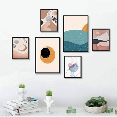 File in lụa File tranh treo bộ 6 tấm tối giản Minimalist Art TT3252 (hoa văn) File tranh treo bộ 6 tấm tối giản Minimalist Art TT3252