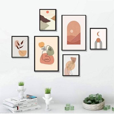 File gốc File tranh treo bộ 6 tấm tối giản Minimalist Art TT3257 (in lụa) hoa văn cổ điển