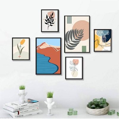 File tranh File tranh treo bộ 6 tấm tối giản Minimalist Art TT3270 (bản gốc) in lụa dán tường