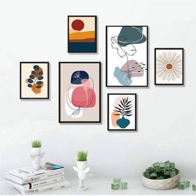 File in lụa File tranh treo bộ 6 tấm tối giản Minimalist Art TT3282 (phong cảnh) File tranh treo bộ 6 tấm tối giản Minimalist Art TT3282