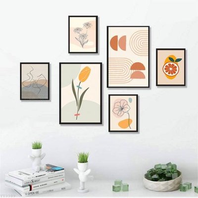 File gốc File tranh treo bộ 6 tấm tối giản Minimalist Art TT3309 (in lụa) tranh mã đáo