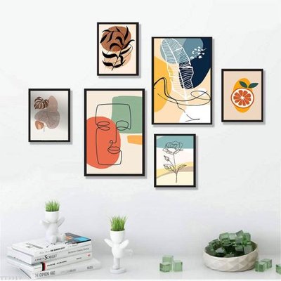 File gốc File tranh treo bộ 6 tấm tối giản Minimalist Art TT3317 (in 3D) nghệ thuật