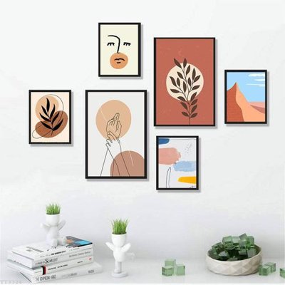 File tranh File tranh treo bộ 6 tấm tối giản Minimalist Art TT3326 (gốc) in trên kính