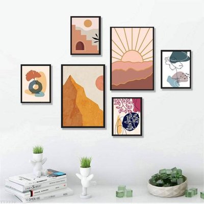 File tranh File tranh treo bộ 6 tấm tối giản Minimalist Art TT3330 (bản gốc) treo phòng ăn