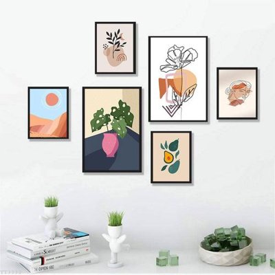File in trần File tranh treo bộ 6 tấm tối giản Minimalist Art TT3332 (bản gốc) hoa văn