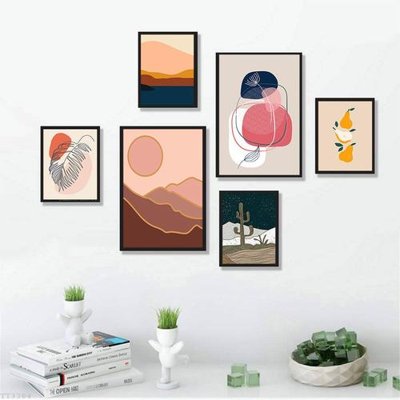 File ảnh File tranh treo bộ 6 tấm tối giản Minimalist Art TT3384 (gốc) cho trang trí nhà hàng