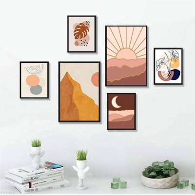 File gốc File tranh treo bộ 6 tấm tối giản Minimalist Art TT3401 (in tráng gương) hiện đại