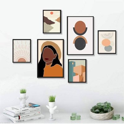 File tranh ảnh gốc File tranh treo bộ 6 tấm tối giản Minimalist Art TT3402 dùng cho in khổ lớn