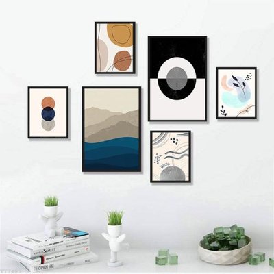 Ảnh gốc File tranh treo bộ 6 tấm tối giản Minimalist Art TT3403 (độ nét cao) in tráng gương