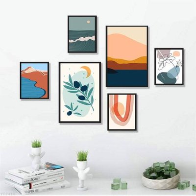 File gốc in ấn File tranh treo bộ 6 tấm tối giản Minimalist Art TT3416 độ phân giải cao