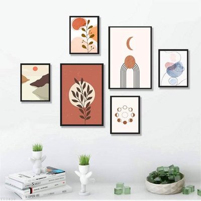 File tranh File tranh treo bộ 6 tấm tối giản Minimalist Art TT3438 (bản gốc) in lụa dán tường