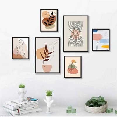 Hình ảnh file gốc in trần nhà File tranh treo bộ 6 tấm tối giản Minimalist Art TT3441