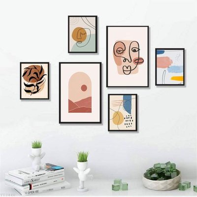 File gốc in tráng gương File tranh treo bộ 6 tấm tối giản Minimalist Art TT3446 chi tiết