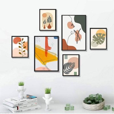 File tranh File tranh treo bộ 6 tấm tối giản Minimalist Art TT3498 (bản gốc) treo phòng ăn