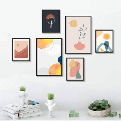 File gốc File tranh treo bộ 6 tấm tối giản Minimalist Art TT3508 (in lụa) tranh mã đáo