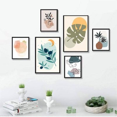 File gốc File tranh treo bộ 6 tấm tối giản Minimalist Art TT3510 (in tráng gương) hiện đại