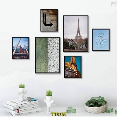 File tranh File tranh bộ 6 tấm TT80155 (bản gốc) in lụa dán tường