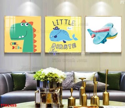 File gốc File bộ tranh treo tường decor TTK1485 (in lụa) tranh mã đáo